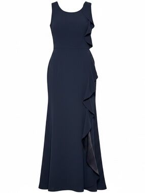 Carmen Marc Valvo flowy Ruffle maxi cocktail spring wedding guest dress size‎ 12